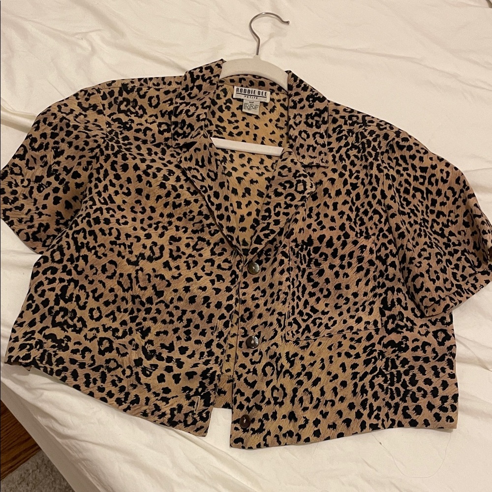Leopard Print Cropped Blouse